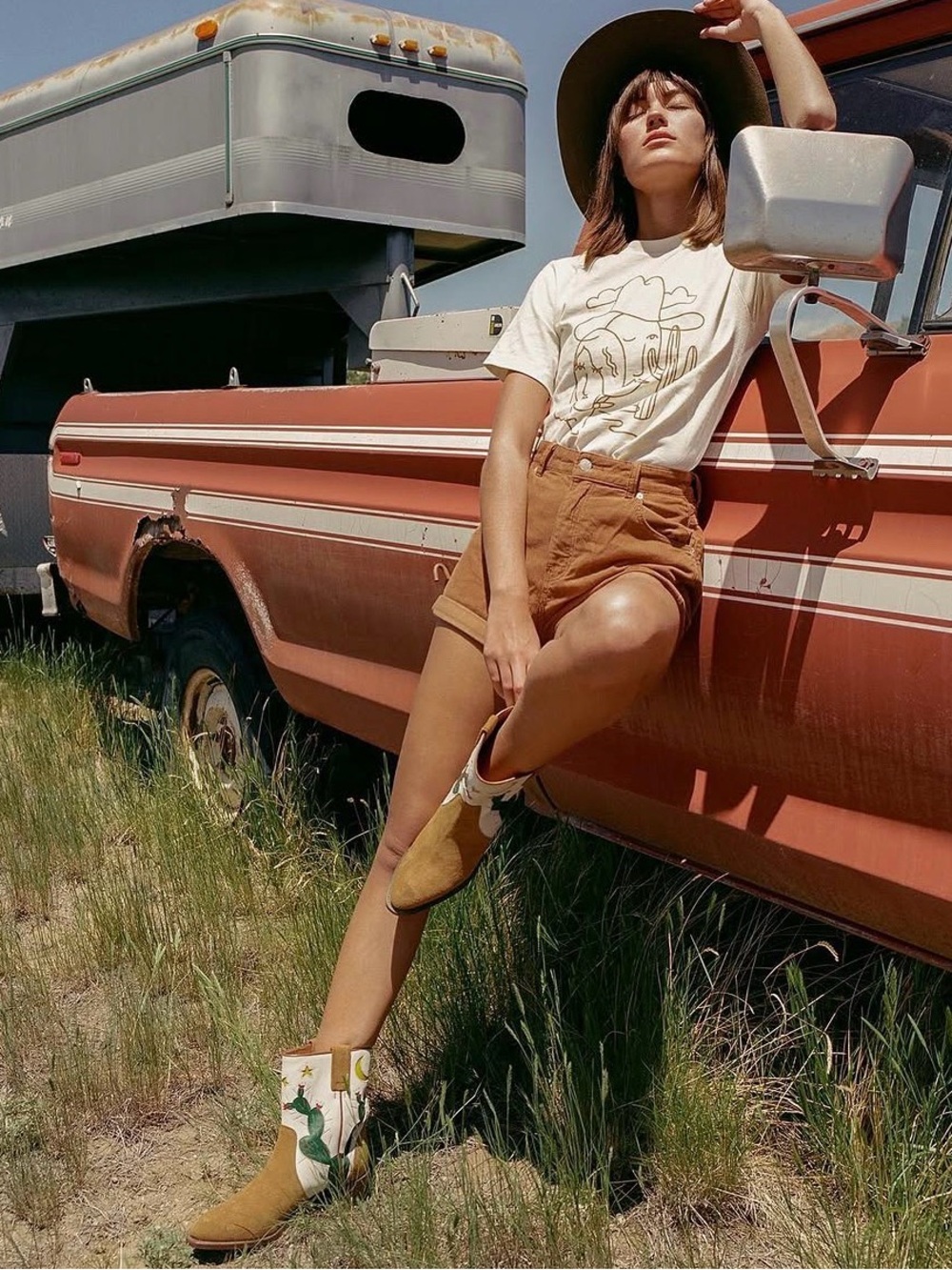 Ranch Road Archer Cactus White Tan Suede Western Cowgirl Cowboy Ankle Boots - Picture 3 of 16